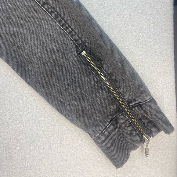 CAbi Jeans Black Distressed Jean Jacket with Beaded Collar Women’s Size Medium - Picture 6 of 16